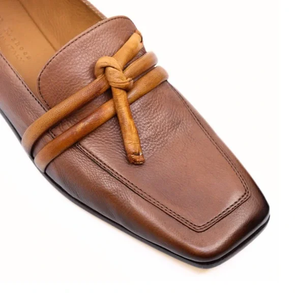 I.N.K. Shoes Leather Loafer with Ties - Cognac